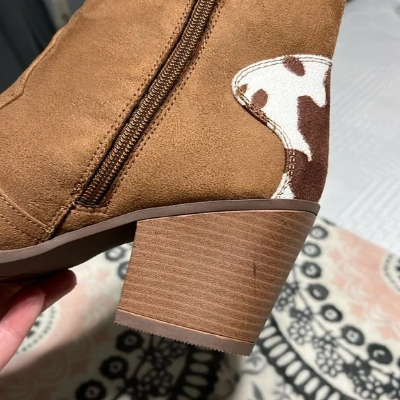 Cowboy Booties Western Rich Brown Ankle Boots Sugar Women 7.5 8 Cognac Cowboy - Picture 12 of 14